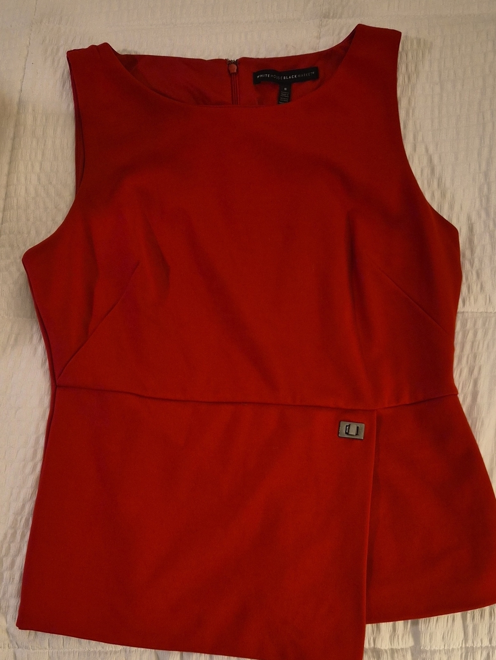 White House Black Market Red Sleeveless Peplum Top